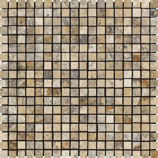 Philadelphia Travertine 5/8 inch mosaic tile sheet on mesh
