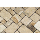 Detail of tumbled surface and interlocking edge of Philadelphia travertine