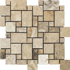 Philadelphia Travertine mini interlocking mosaic tile sheet