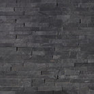 Flat lay of Premium Black slate stacked stone panel showing rich dark tones