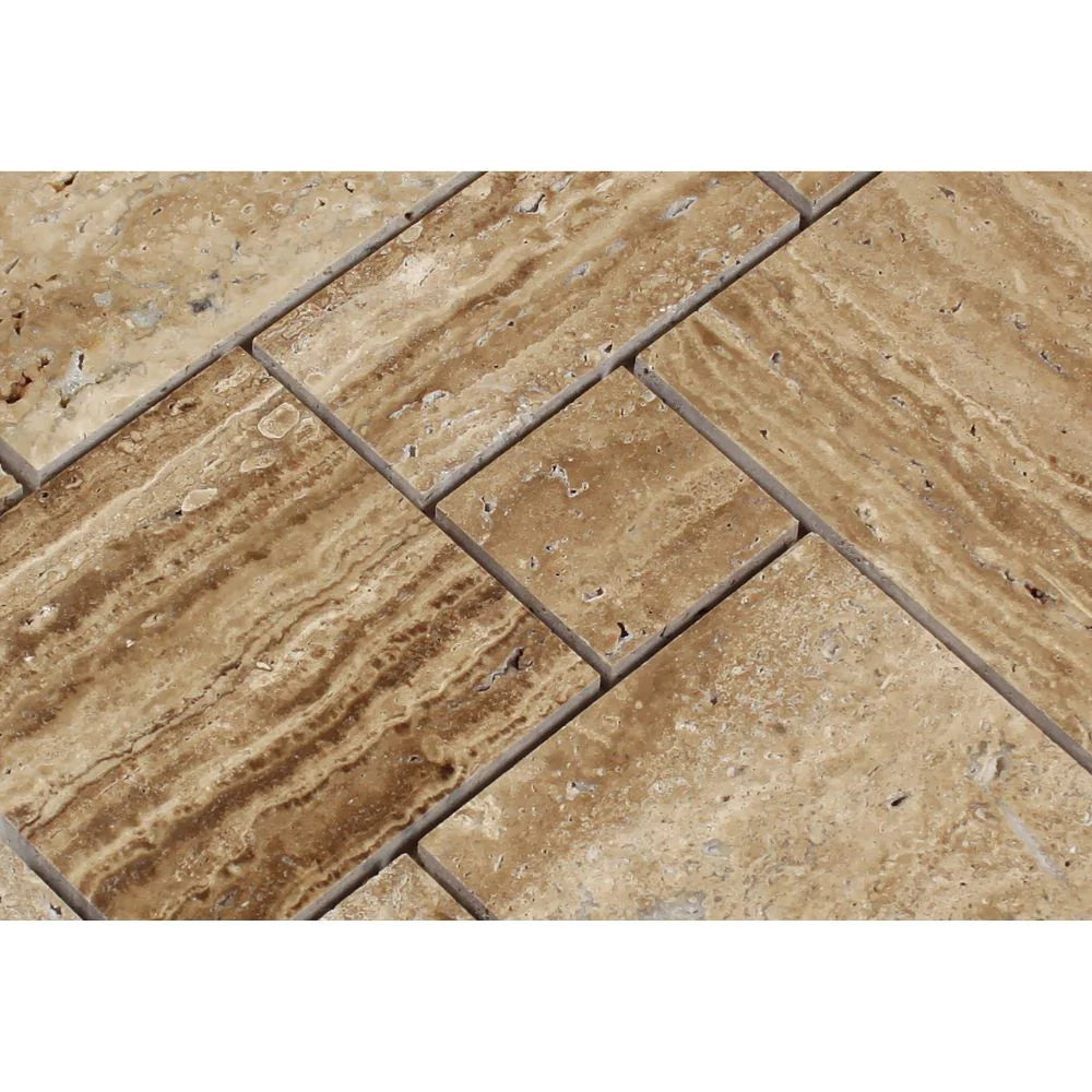 noce travertine mosaic linear vein