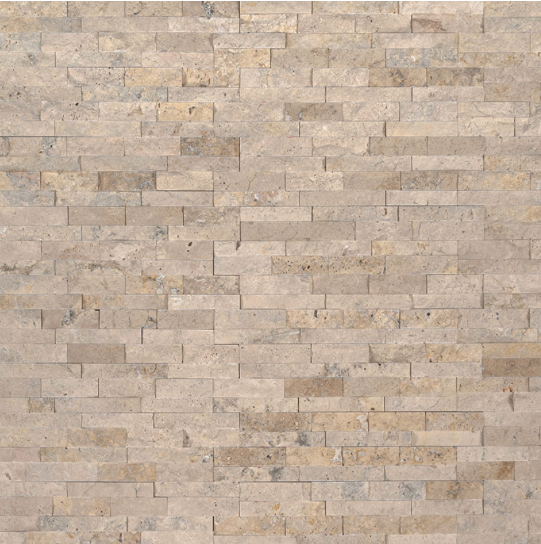  Overhead view of Rockmount Roman Beige Mini showing beige and cream travertine tones