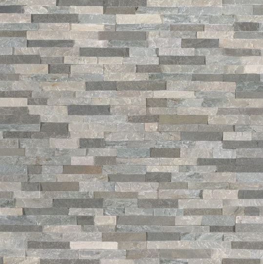 Close-up of quartzite texture showing blue, gray, and rust color blend
