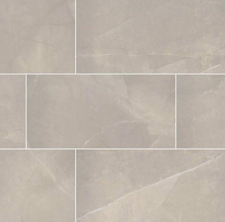 Flat view of Sande Cream Porcelain Tile in polished finish, 24x48 size, warm beige tones