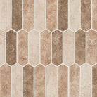Flat view of Sandhills Picket Mosaic showing beige, brown, and cream desert tones on mesh-backed tile