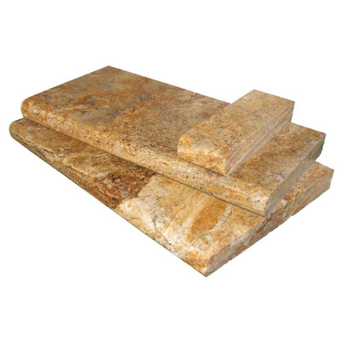 Flat view of Scabas Travertine Pool Coping 12x24 with tumbled finish