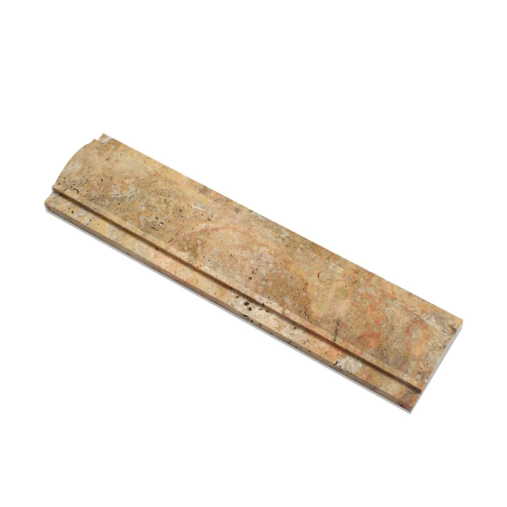 Scabos travertine 3 inch arch molding front view