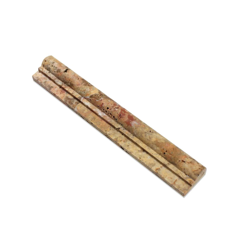 Scabos travertine 2 inch chair rail molding front view