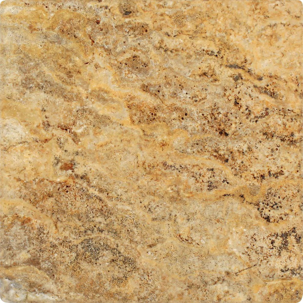 Close-up of tumbled surface and worn edge on 12x12 Scabos tile