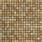Top view of Scabos Travertine 5/8x5/8 Polished Mosaic sheet