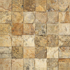 Scabos Travertine 2x2 CNC Arched Mosaic sheet in honed finish