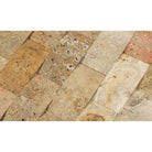 Detailed view of 2x4 CNC-arched Scabos mosaic tile edge and finish