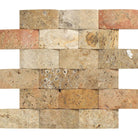 Scabos Travertine 2x4 CNC Arched Mosaic sheet in honed finish