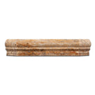 Close-up of Scabos Travertine shelf edge and veining