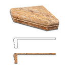 Close-up of Scabos Travertine shelf edge and veining