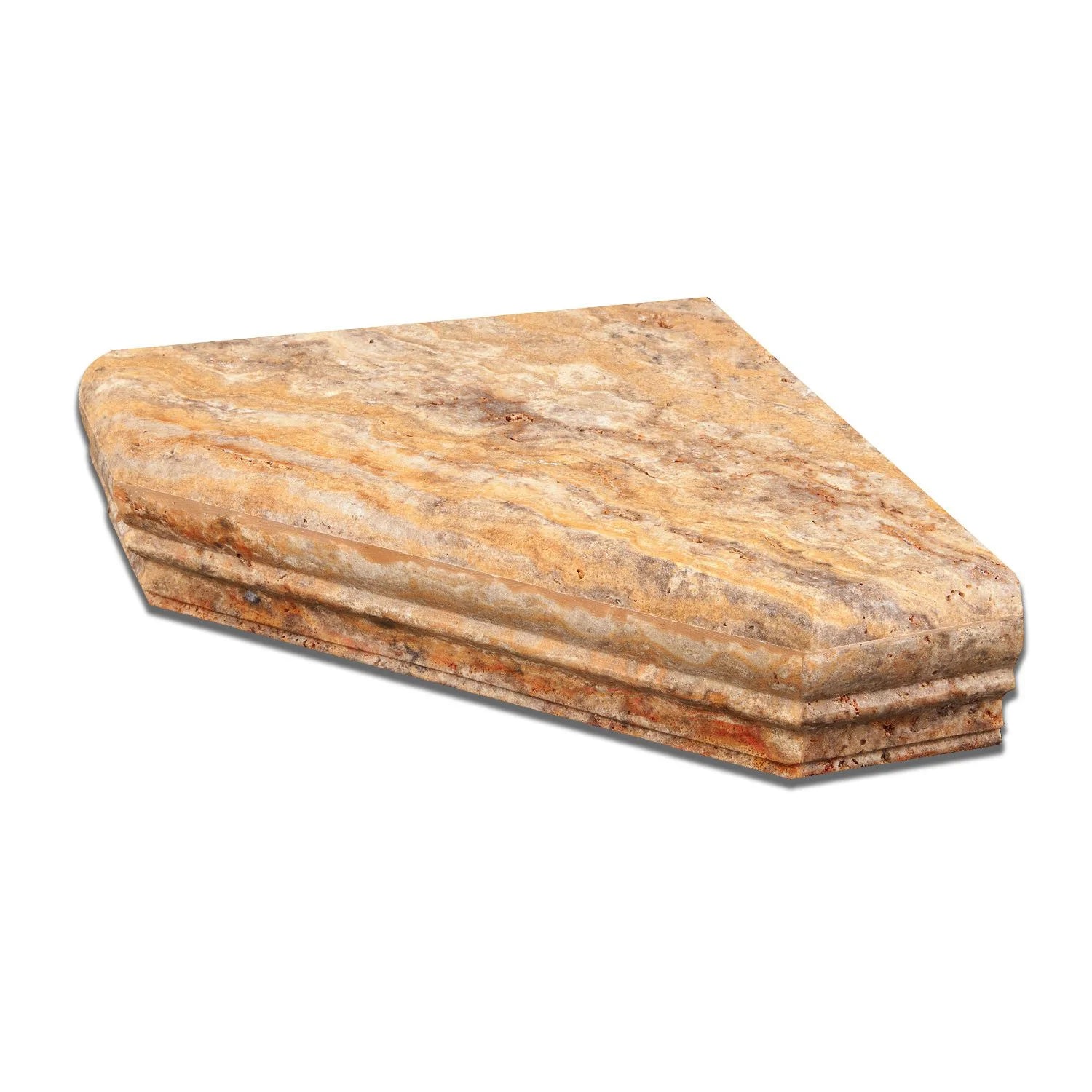 Scabos Travertine custom corner shelf in honed finish

