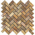 Scabos Travertine Herringbone 1x2 Mosaic Sheet