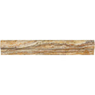 Close-up of ogee profile and honed surface on Scabos corner trim