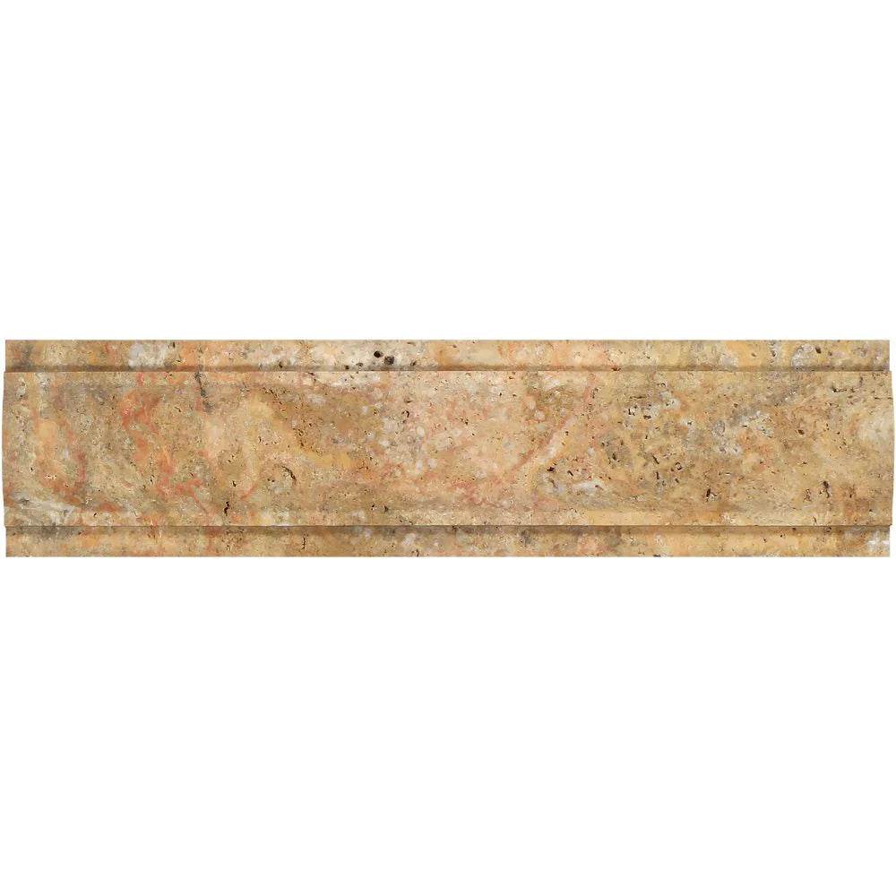 Side profile of 3x12 honed Scabos travertine arch trim