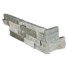 Flat view of Sierra Blue Quartzite Stacked Stone Corner in split face finish, 6x18x6