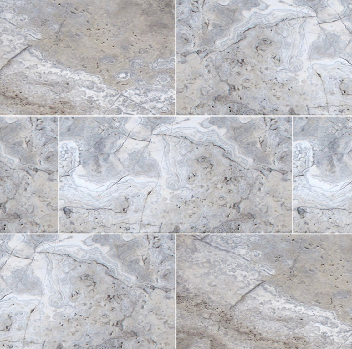 Silver Travertine Paver in Versailles Pattern with tumbled finish