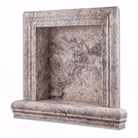 Close-up of Silver Travertine Shower Box showing honed surface and natural color variation
