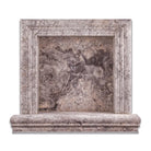 Flat view of Silver Travertine Shampoo Niche, 12x12, honed finish