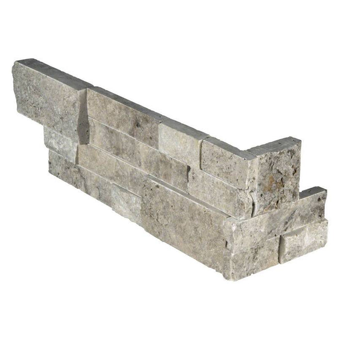 Stacked Stone Corner Silver Travertine