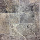 Flat view of Silver Travertine Versailles Pattern with Brushed Surface and Chiseled Edges
