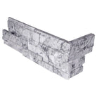 Flat view of Statuarietto Capri Marble Stacked Stone Corner in 3D honed finish, 6x18x6