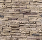Flat lay of Terrado Peninsula Sand stacked panel with mixed beige and copper tones