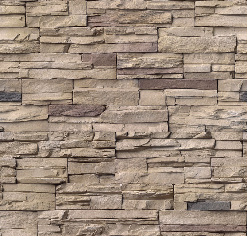 Flat lay of Terrado Peninsula Sand stacked panel with mixed beige and copper tones