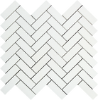 Flat view of Thassos White 1x3 Herringbone Mosaic in polished finish