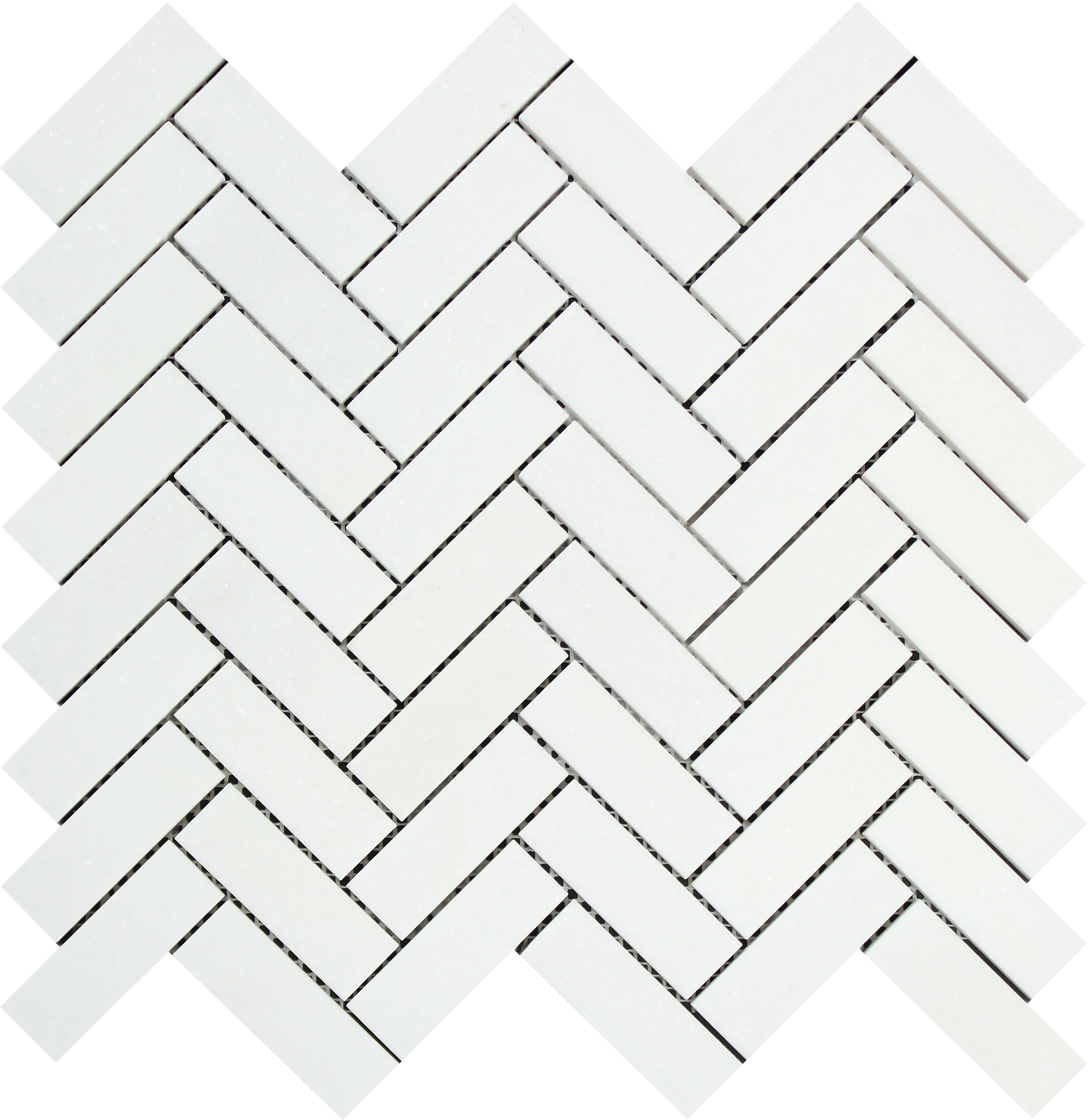 Flat view of Thassos White 1x3 Herringbone Mosaic in polished finish