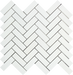 Flat view of Thassos White 1x3 Herringbone Mosaic in polished finish