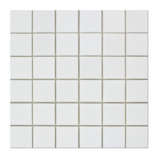 Front view of Thassos White 2x2 Polished Marble Mosaic Sheet
