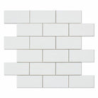 Front view of Thassos White 2x4 Polished Marble Mosaic Sheet