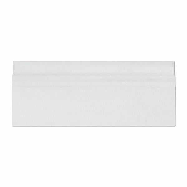 Close-up of polished Thassos White Baseboard edge and surface
