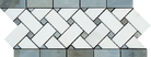 Thassos White Basketweave Border Blue polished marble trim with blue inlay