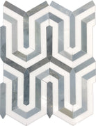 Close-up of Thassos White Berlinetta Blue showing polished blue accent and white marble