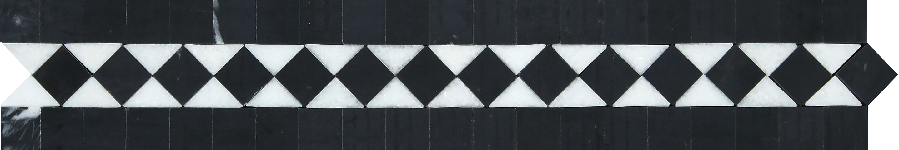 Thassos White Bias Border Black marble border 2x12 with black diagonal detail