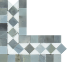 Thassos White Bias Border Corner Blue marble trim with diagonal blue accent