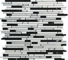 Flat view of Thassos White Bamboo Sticks with Black in polished finish, 12x12 mosaic sheet