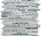 Flat view of Thassos White Bamboo Sticks with Blue Gray in polished finish, 12x12 mosaic sheet
