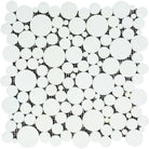 Flat view of Thassos White Bubbles Mosaic tile, 12"x12"