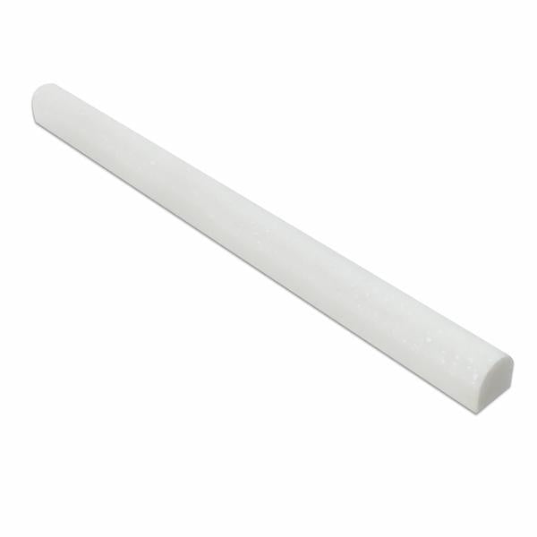 Flat view of Thassos White Bullnose Liner in 3/4"x12" polished finish