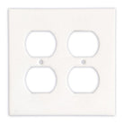 Polished Thassos White Marble double duplex wall plate cover front view