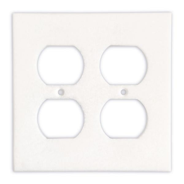 Polished Thassos White Marble double duplex wall plate cover front view