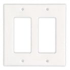 Thassos White Marble double rocker switch plate polished front view