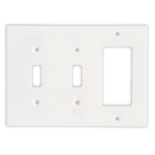 Top view of Thassos White Marble Double Rocker Switch Wall Plate Cover